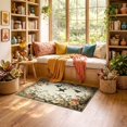 thumbnail image 2 of ODIKA 3'x5' Ultra-Soft Throw Mat, Dining Wildflowers Funky Vintage Toile Woodland Rectangular Under None Washable, Bare feet friendly, Easy Care Indoor rug for Bedside, Vanity, 2 of 7