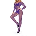 thumbnail image 3 of TINZ Bodystocking en Résille à Manches Longues pour Femmes avec Entrejambe Ouvert Lingerie Transparente pour Porter Collants d'Hiver en Résille pour Femmes, 3 of 5
