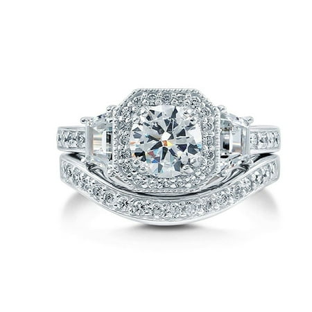 Julieanna Multicut Halo CZ Engagement Bridal Wedding Band Ring Set Ginger Lyne Collection