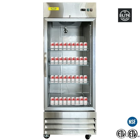 29 in. Glass Door Commercial Merchandiser Refrigerator 23 Cu. Ft. Cooler in Stainless Steel with Lock, NSF ETL