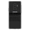 thumbnail image 1 of DistinctInk Clear Shockproof Hybrid Case for Samsung Galaxy S9+ PLUS (6.2" Screen) - TPU Bumper Acrylic Back Tempered Glass Screen Protector - Drummer Dictionary Definition, 1 of 5