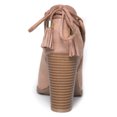 thumbnail image 4 of Faux Suede Peep Toe - Side Cutout Back Tassel Lace Tie Closure - High Block Heel Mule 7, 4 of 4