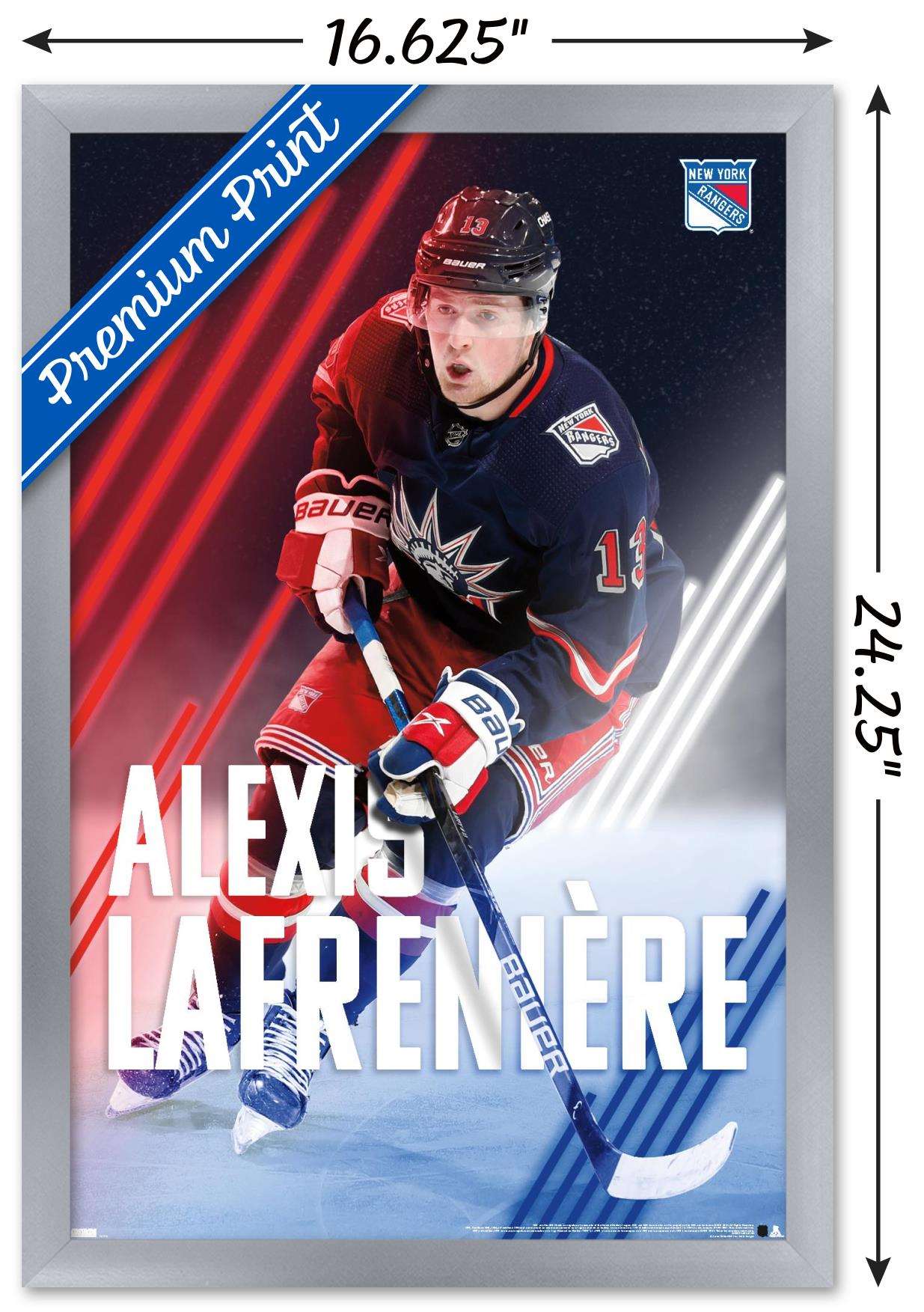 NHL New York Rangers - Alexis Lafrenière 20 Wall Poster, 14.725" x 22.375", Framed