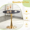 thumbnail image 6 of Miekor Round Dining Table, 31.5" Circle Tulip Table with Thickened Tabletop & Metal Pedestal, Mid Century Modern Bistro Table for Kitchen, Small Places, Living Room, Cafe (Faux Marble) No.2133, 6 of 8