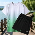 thumbnail image 2 of PIWHJQK Men Short Sleeve Shorts Athletic Tees Set Men's Colorblock Gradient Short Sleeve Shorts Casual Workout Set Men Outfit Sets, 2 of 6
