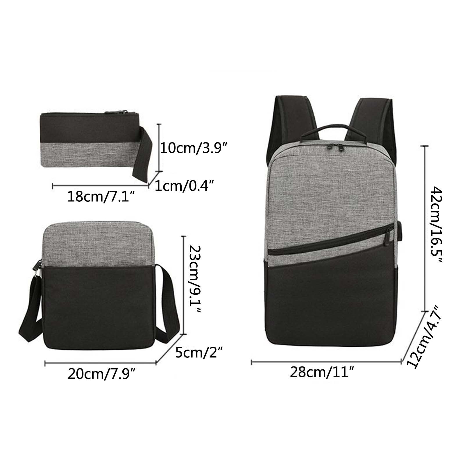 Belrova Backpack with USB Charging Lightweight Laptop Bookbag Crossbody Bags Purses Three Piece Set