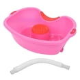 thumbnail image 1 of Lavabo de cabecera para champú, bañera de retrolavado, cuenco de lavado con tubo de drenaje de 60cm con cojín para la cabeza para salón de casa para Rosa claro, 1 of 8