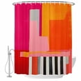 thumbnail image 2 of Pink Orange Waterproof Fabric Shower Curtain,Geometric Modern Abstract Oil Painting Waterproof Fabric Shower Curtain for Bathroom Curtains Bathtubs Hotel Shower Curtains with 12 Hooks Stall 54x78in, 2 of 8