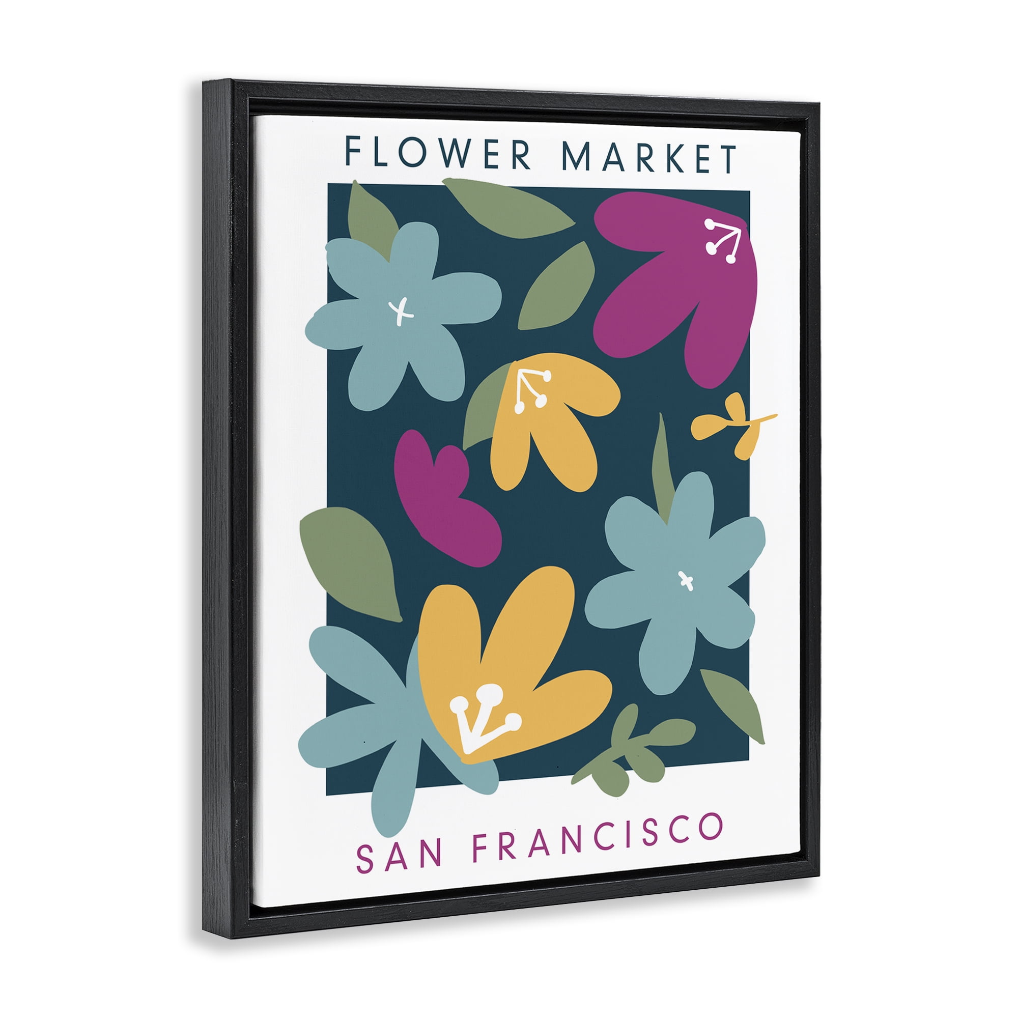 Stupell Industries Whimsical Flower Market Black Framed Floater Canvas Wall Art, design by Anna Quach