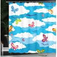 thumbnail image 4 of Ambesonne Spring Shower Curtain, Clouds Butterfly Summer, 69"Wx70"L, Sky Blue White, 4 of 5