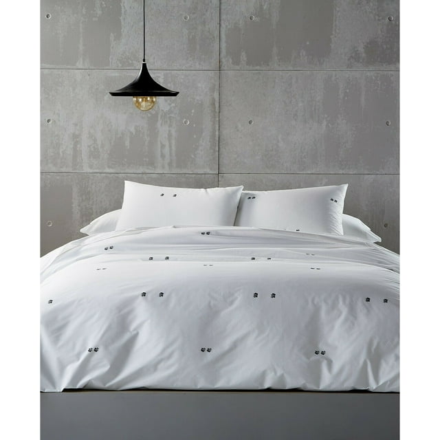 Calvin Klein Clone Floral Dot 100% Combed Cotton Comforter - QUEEN - White Black