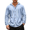 thumbnail image 1 of SHIXIAOO Chemise Décontractée en Lin à Manches Longues à Capuche pour Hommes Printemps et Automne, 1 of 4
