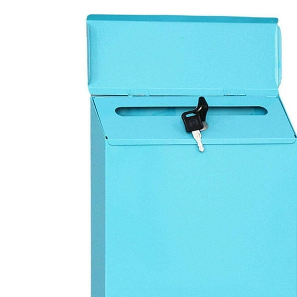 destyer Style Flair Box Mailbox Bin Door Designed Drop Box Slots Metal Installation Postbox Simple Drop Box Mailbox Beige Blue