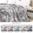 thumbnail image 5 of Fuzzy Faux Fur Bed Blanket Twin Size, Reversible Shaggy Sherpa Fleece Tie Dyed Blankets, Fluffy Plush Warm Throws for Couch, Bed, 60X80 Inches, Dark Grey, 5 of 10
