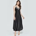 thumbnail image 2 of KelaJuan Women Satin Long Nightgowns Silk Lace Sexy Lingerie Sleeveless Deep V Nightdress Sleepwear, 2 of 7