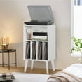 thumbnail image 5 of Record Player Stand with Open Vinyl Storage, Record Player Table Holds up to 160 Albums, Vinyl Record Player Shelf for Living Room, White, 5 of 8