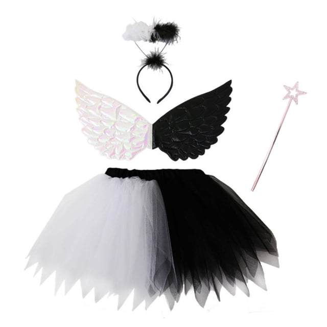 Conjunto de disfraz de alas de ángel y con tutú, vestido de fantasía para niños, cosplay para presentaciones en