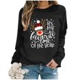 thumbnail image 3 of Wyzesi Chandail à Col Rond pour Femmes de Noël Surdimensionné Chandails à Manches Longues pour Femmes Imprimé Lettre Léger Chandails Amples Blouse Haut, 3 of 5