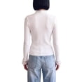 thumbnail image 3 of INSPIRE CHIC Womens' Sweater Splicing Knit Mock Neck False Two Piece Long Sleeves Fall Winter Slim Fit Ruffle Lace Trim Pullover Top Small White, 3 of 6