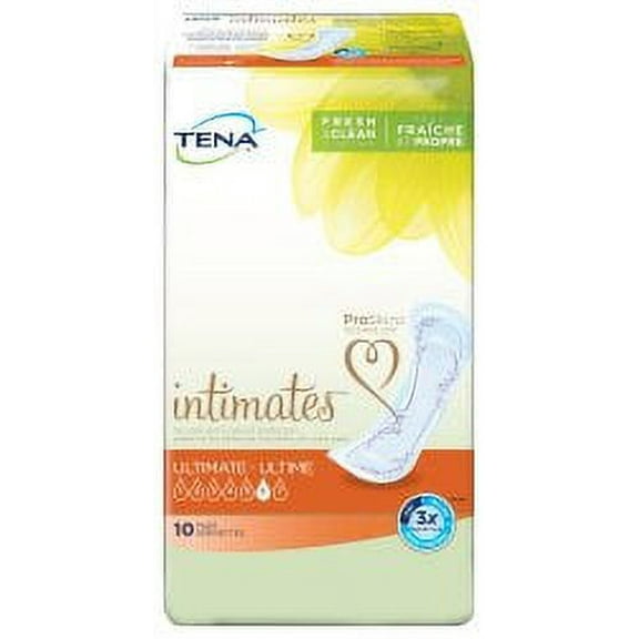 TENA Intimates Ultimate Bladder Control Pad 16 Inch Length Heavy Absorbency Dry-Fast Core One Size Fits Most Female Disposable, 54427 - Pack of 10
