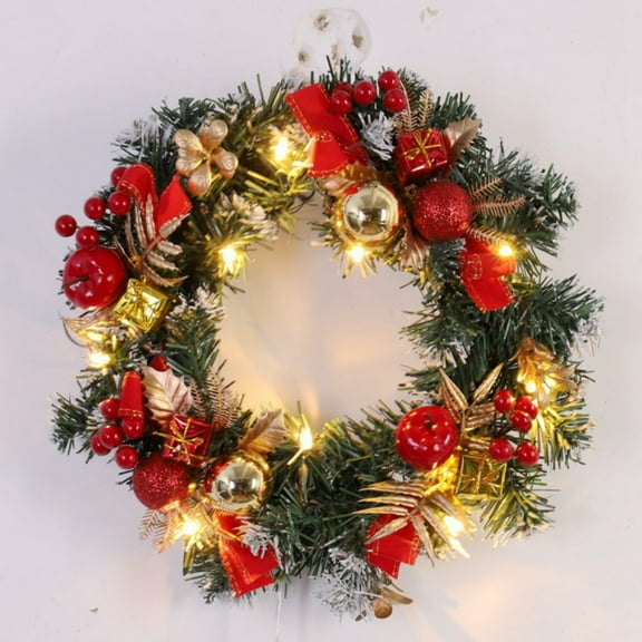 Spruce Christmas Wreath With LED Light Front Door Hanging Garland Holiday Home Product