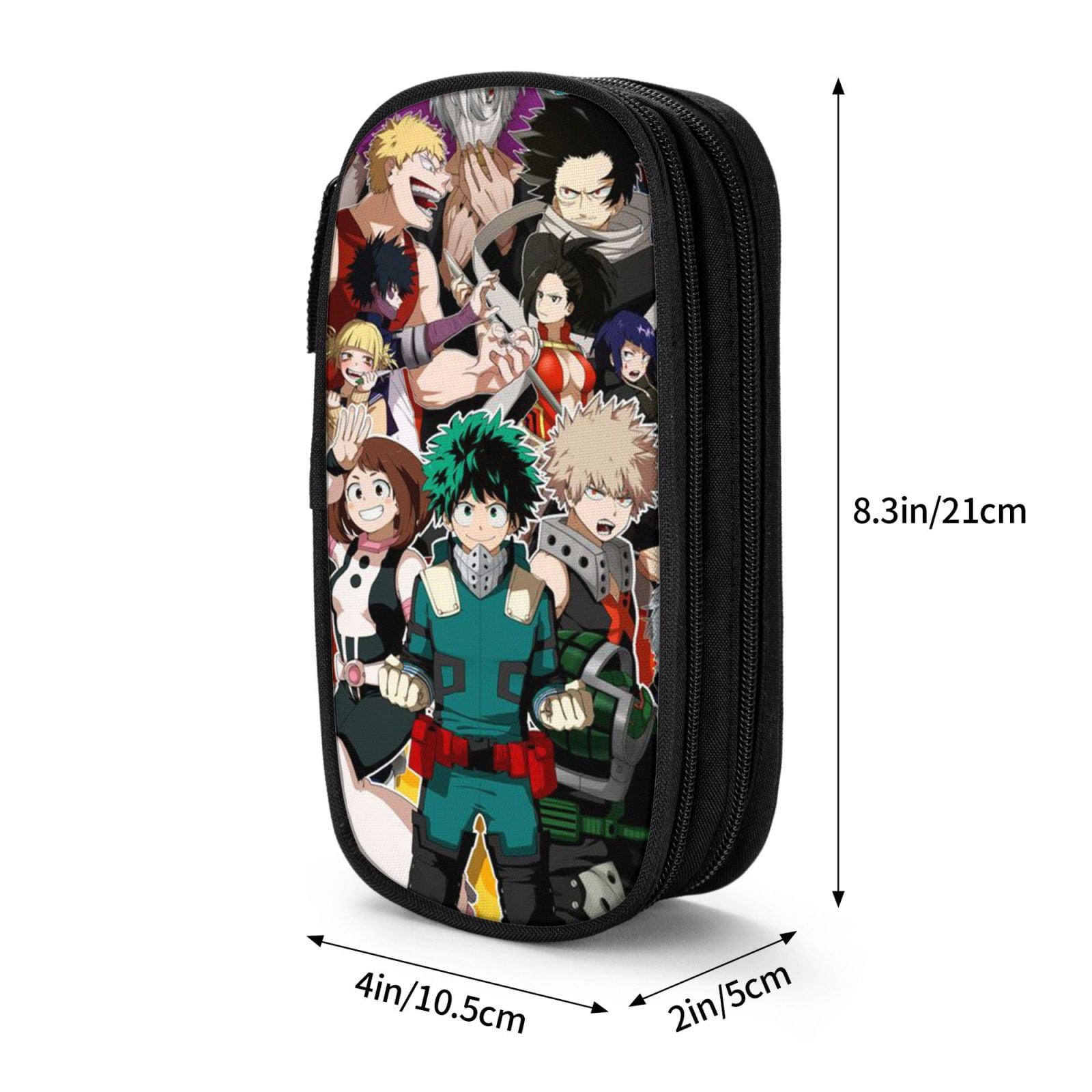 My Hero Academia Pencil Case Large Capacity Pencil Pouch Pen Bag Office Stationery Organizer Travel Makeup Bag Black