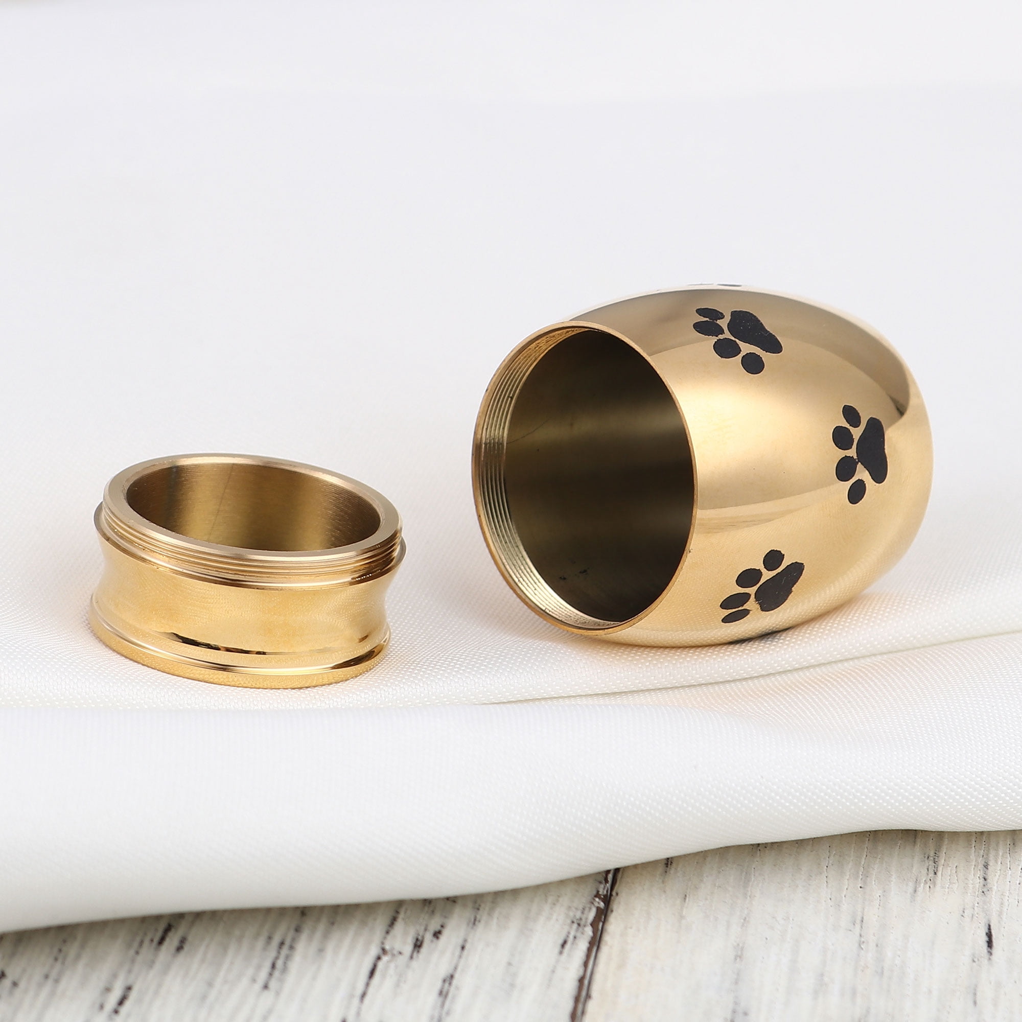 Gold Mini Sized Funeral Pets Ashes Cremation Urns for Dog Cat Keepsake Stainless Steel Warterproof Paw Pet Memorial Ash Container with Free Anavia Pouch