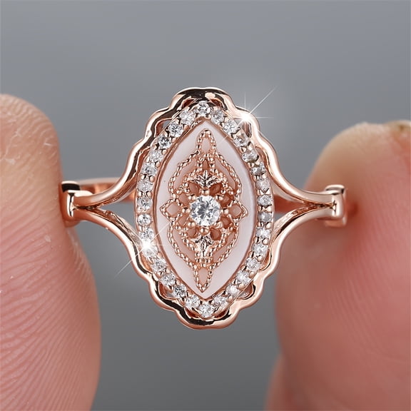 Bohemian Inlaid Simulated Shell 14K Rose Golden Plated Ring