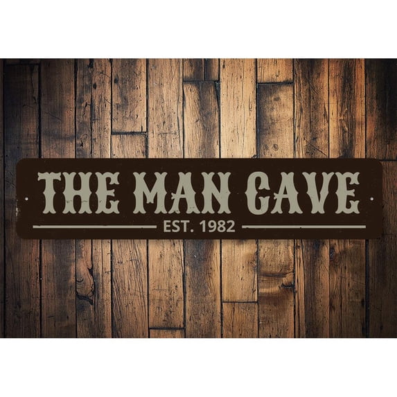 Man Cave Established Date Novelty Decor, Metal Wall Sign - 4x18 Inches