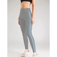 thumbnail image 6 of Tummy Control Compression Leggings for Women, High Waist Workout Running Yoga Pants Gray Blue L, 6 of 8