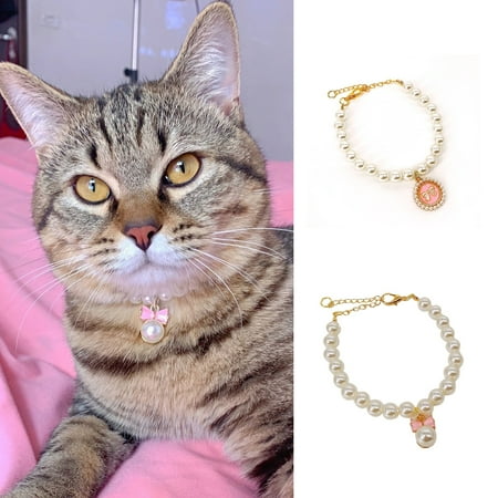 Taolixe Pet Necklace Faux Pearl Design High Durability Plastic Dog Cat Jewelry Cute Necklace Collar Wedding Jewelry Pet Supplies