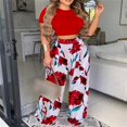 thumbnail image 4 of EASYBRAUS Women Printed Two Piece Short Sleeve Blazer Set Elegant Casual Summer Outfit S-3XL, 4 of 6