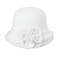 thumbnail image 2 of Dailypoc Women’s Autumn Winter Floral Hat - Round Top Casual Bowler Hat, Cute Floral Design, Warm & Stylish for Cold Seasons, Versatile for Daily Outings & Gatherings,White,M, 2 of 4