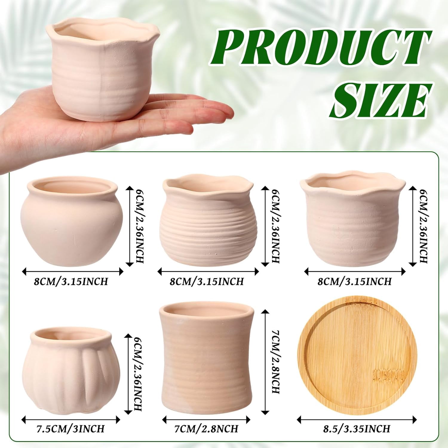 DIY Ceramic Succulent Planter Pots to Paint, Unpainted Flowerpot Craft Kit for Gardening and Pottery Painting, 12 Sets 3 Inch Paint Your Own Planters
