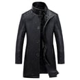 thumbnail image 1 of Gabardina de cuero de lujo Vevor para hombre, Chaqueta de cuero informal de negocios, abrigo Largo negro de PU, talla 4XL, 1 of 5