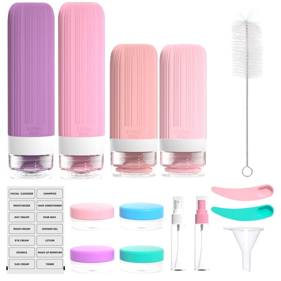 Bisitoy 16 Pcs Travel Bottles for Toiletries,Silicone Travel Bottles for Bathroom Essentials, Travel Containers,Travel Size Containers,Travel Bottles for Toiletries,Eco-Friendly & Portable (D)
