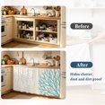 thumbnail image 3 of Coastal Corals Cabinet Dishwasher Hidden Curtains, Privacy Closet Door Curtain, Turquoise White Ocean Life Retro Beige Adhesive Dust Proof Under Sink Skirt for Bathroom Kitchen 35"x35", 3 of 8
