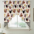 thumbnail image 2 of Farmhouse Rooster Swag Curtains for Kitchen/Bedroom/Living Room, Vintage Watercolor Flowers Black Plaid Scalloped Curtains 63 Inch Long, Window Swag Topper Curtains Valances 2 Panels Set 36"x63", 2 of 8