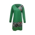 thumbnail image 4 of CEHVOM Women Autumn Casual Full Sleeve V-Neck Printed Splicing Dress, 4 of 5