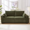 thumbnail image 2 of S-HOME Upholstered Corduroy Sofa in with USB Ports and Cup Holders, Spacious 78 Inch 3-Seater Living Room Couch，Green, 2 of 10