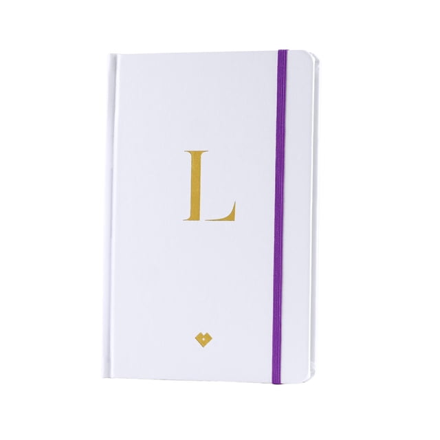 Libreta de Notas con Iniciales LuckyLy, Notebook Pasta Dura de Piel Vegana, Letras A-Z dorado 152 páginas