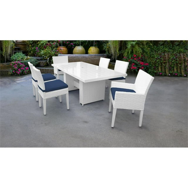 Monaco Rectangular Patio Dining Table 4 Armless Chairs 2 Arm Chairs