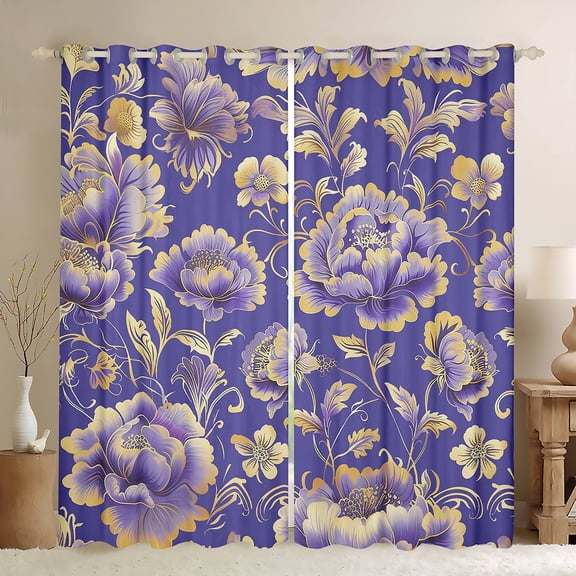 Castle Fairy Boys Girls Chic Luxury Flower Black Out Curtains,Japanese Style Curtains Pack of 2 (42x63 Each),Exotic Style Bedroom Curtains,Breathable Home Decor