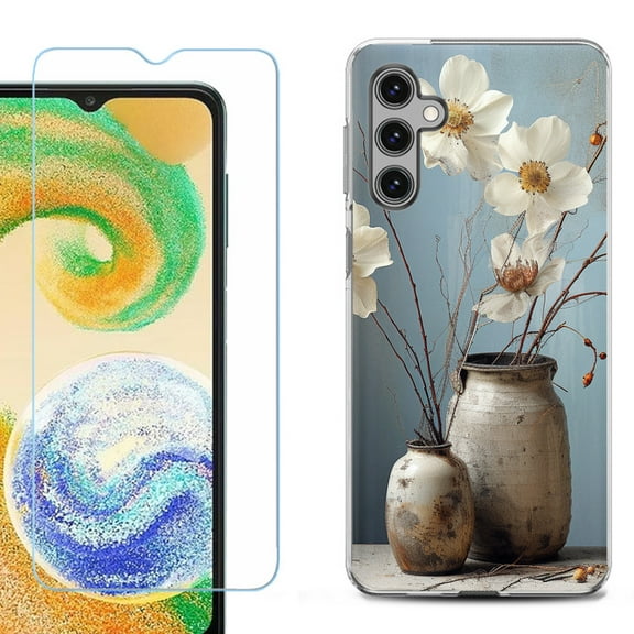 OneToughShield ® Compatible with Samsung Galaxy A15 5G, Shockproof Phone Case, with Tempered Glass Screen Protector - Flower Sensation
