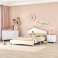 thumbnail image 2 of 3-Pieces Bedroom Sets Full Size Platform Bed with Nightstand and Storage dresser,White&Pink 23AAH, 2 of 9