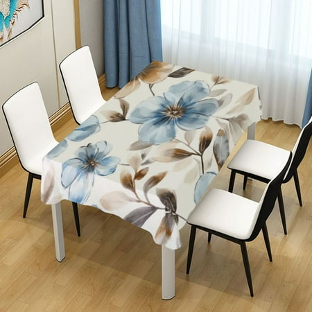 

60x120 Inch Tablecloth Polyester Square Tablecloth for Home Kitchen Dinner Decor Soft Blue Flowers