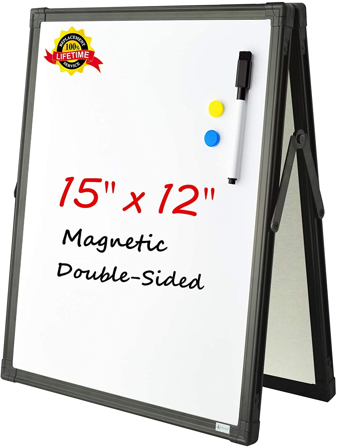 Lockways Whiteboard Dry Erase White Board, 15" x 12", Double