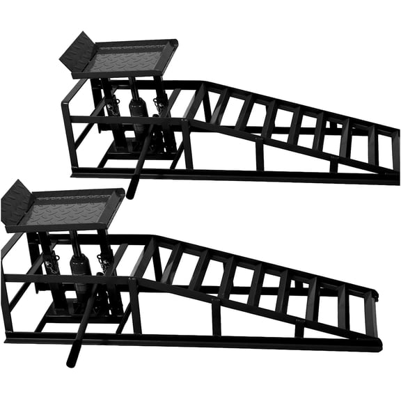 JERFIT 10,000 lb Hydraulic Service Ramps for Under Vehicle Repair & Maintenance, 2-Pack Heavy Duty Steel Car Lift Ramps, Black