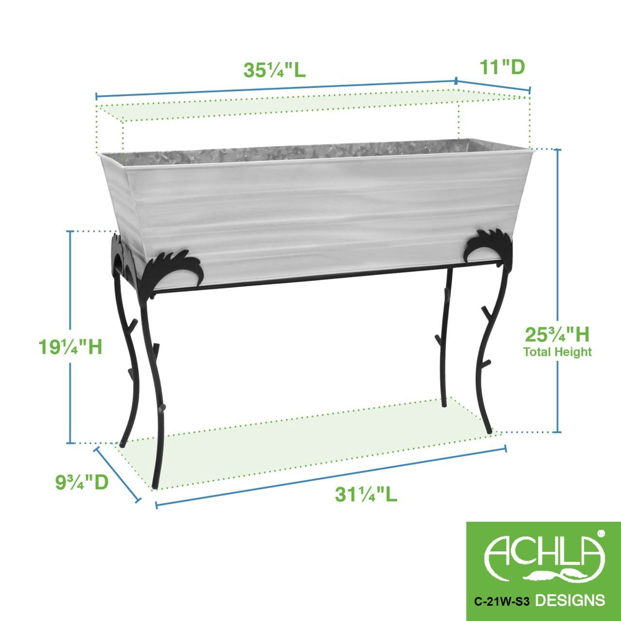 Achla Large Cape Cod White Flower Box With Flora Stand - 25"H