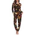 thumbnail image 1 of Conjunto de piezas con diseño navideño para mujer, ropa de dormir informal holgada, jersey de manga larga, ropa de estar por casa, envío directo, 1 of 4